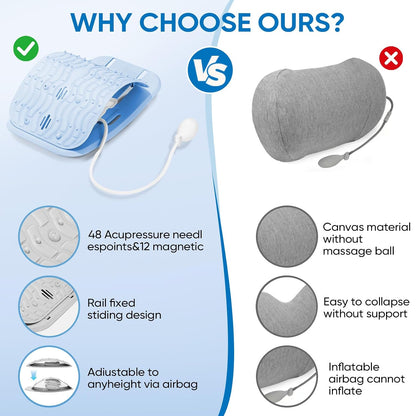 Back Stretcher for Lower Back Pain Relief, Lumbar Support Board | Adjustable air compression decompression device, ergonomic spine stretcher for home office, ABS & EVA material