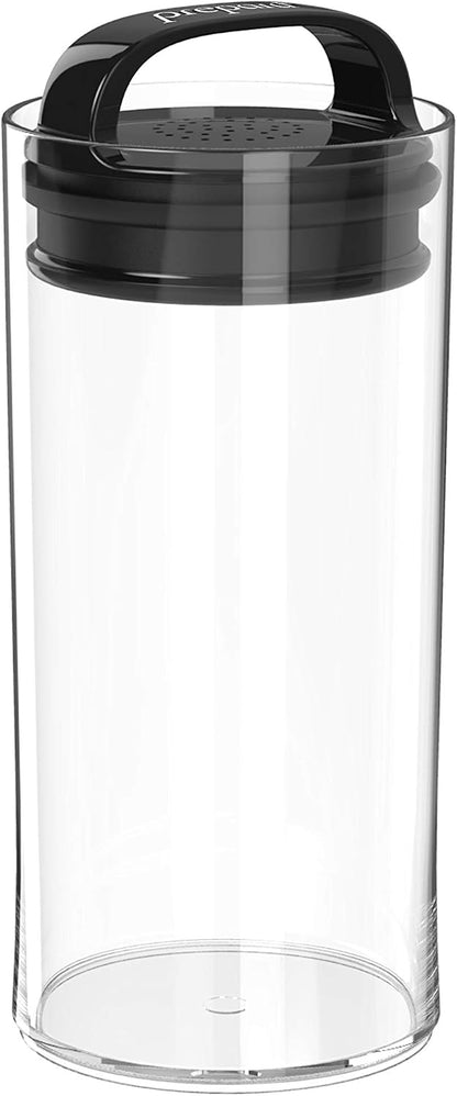 Prepara Evak Fresh Saver Airtight Plastic Container, Small (4” x 3.75”, 1.8 Cups), BPA-Free Food Storage Canister Vacuum Sealed Lid Handle, Odor Resistant, Ideal for Coffee Beans & Dry Goods | Shatterproof BPA-Free Airless Food Storage Canister, Odor