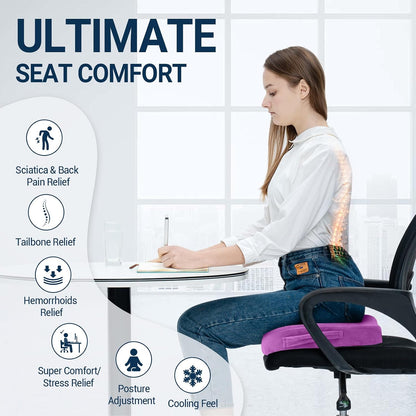 Season Guard Gel Memory Foam Seat Cushion for Tailbone Pain Relief, Black