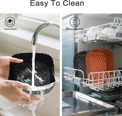 Air Fryer Silicone Liners 2 Pack, Reusable Square Air fryer Basket Liners, 4-6Qt Silicone Baking Tray for Instant Air fryer, Oven Microwave Pot Accessories, Food Grade Kitchen Gadgets