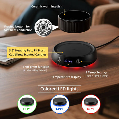 Mug Warmer for Desk, Timer Candle Warmer Lamp Scented Wax Melt Melter, Pink | Electric Heated Mug Tea Coffee Cup Candle Plate Oil Wax Melter Warmer for Home Office, 1-9H Auto Shut Off, Coffee Lovers Gift