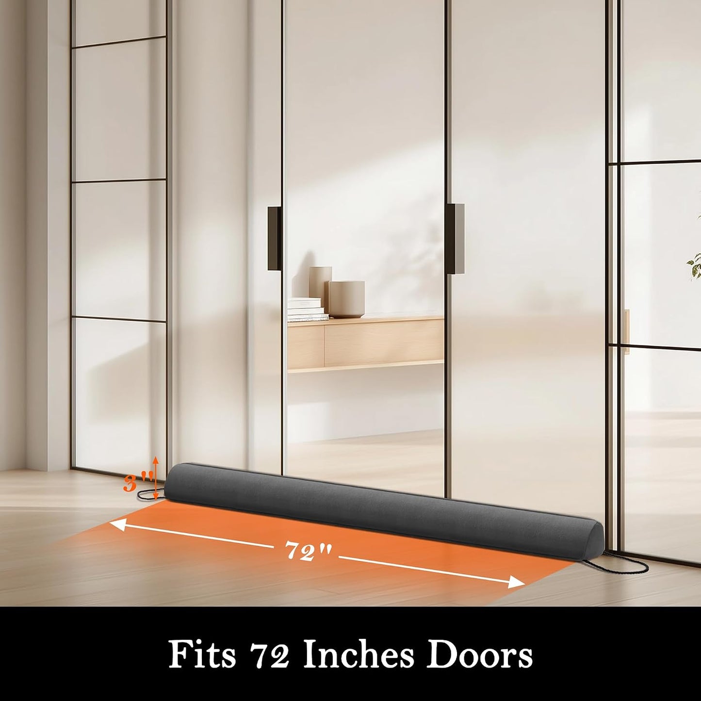 Door Draft Stopper, Removable Washable Cover, 38", Gray | Weighted Gap Filler, Blocks Hot and Cold Air, All-Season Seal, Easy Install, Noise & Wind Blocker, Home Essentials