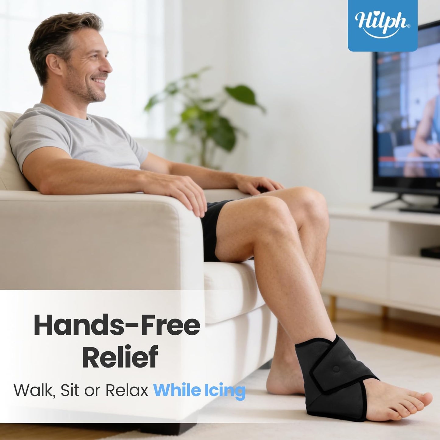 Hilph Ankle Ice Pack Wrap for Swelling, Gel Cold Pack for Ankle Sprained | Easy to Wear, Reusable Hot Cold Compress for Surgery Recovery, Plantar Fasciitis, Foot Pain Relief, Achilles Tendonitis, Blue