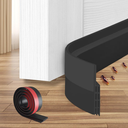 Ohuhu Door Draft Stopper, 1" Wide Adhesive Weather Stripping Seal, 39" | self-adhesive silicone, for interior exterior doors, 3-layer soundproof, save energy, blocks drafts, noise, light, dust, bugs