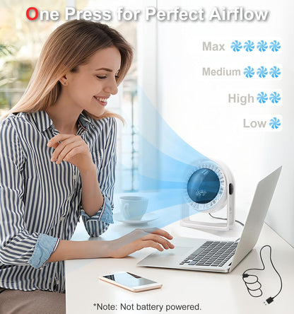 2026 Quiet USB Desk Fan,4 Speeds, 120°Tilt, table Fan for bed & Office