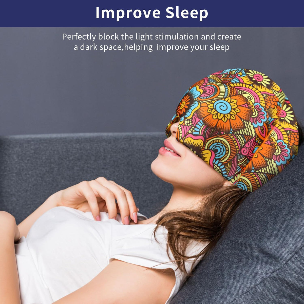 ZNÖCUETÖD Migraine Headache Relief Cap Hat Full Head ice Pack Wrap Cold Cap