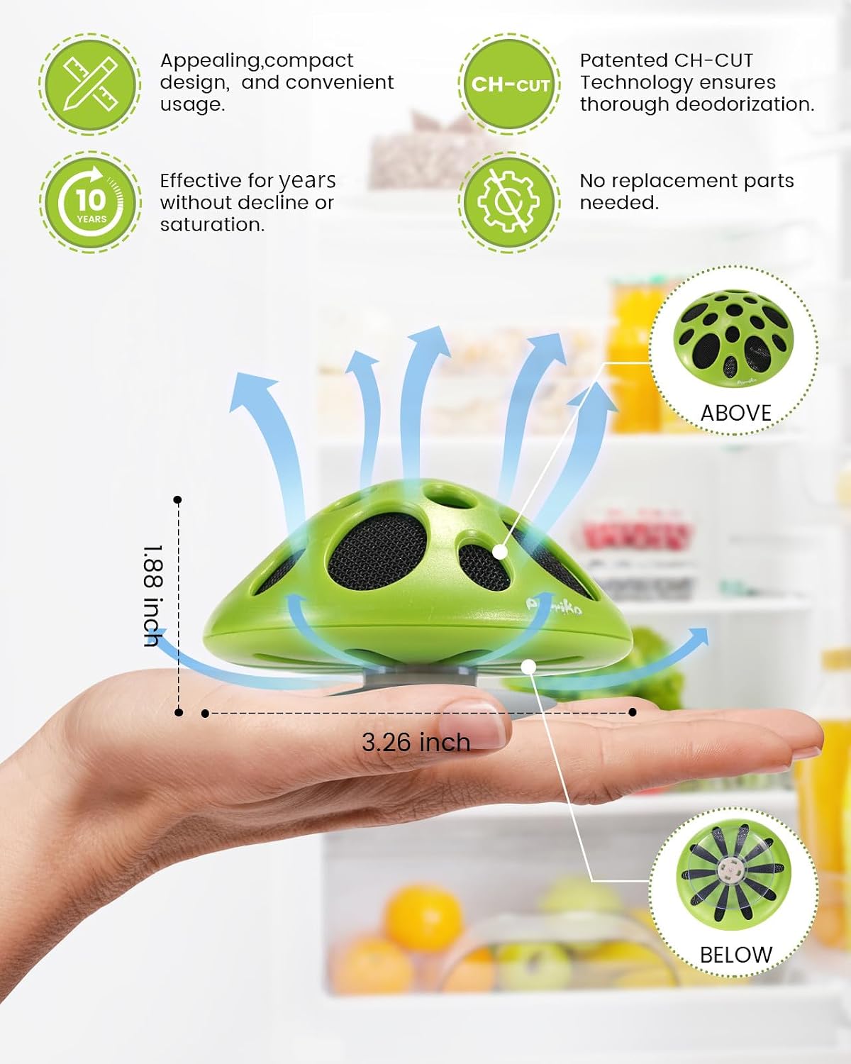 Purriko Fridge Deodorizer, Cute Refrigerator Odor Eliminator | Long Lasting, Replaces Baking Soda and Activated Carbon