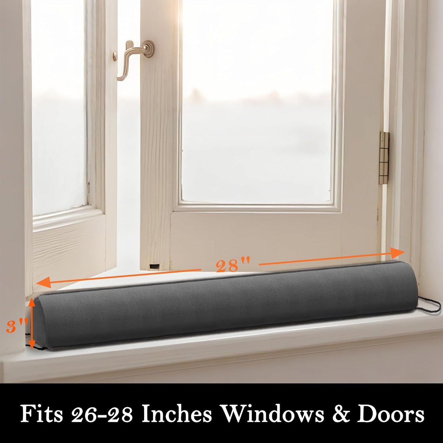 Door Draft Stopper, Removable Washable Cover, 38", Gray | Weighted Gap Filler, Blocks Hot and Cold Air, All-Season Seal, Easy Install, Noise & Wind Blocker, Home Essentials