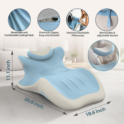 HAMYODO 27° Angled Wedge Pillow, Support for Neck Back Waist | Multi-Position Headboard, Bed Rest Pillows for Prone Sleeping ,Backrest Chaise Lounges Stomach Support in Bed, Couch or Floor