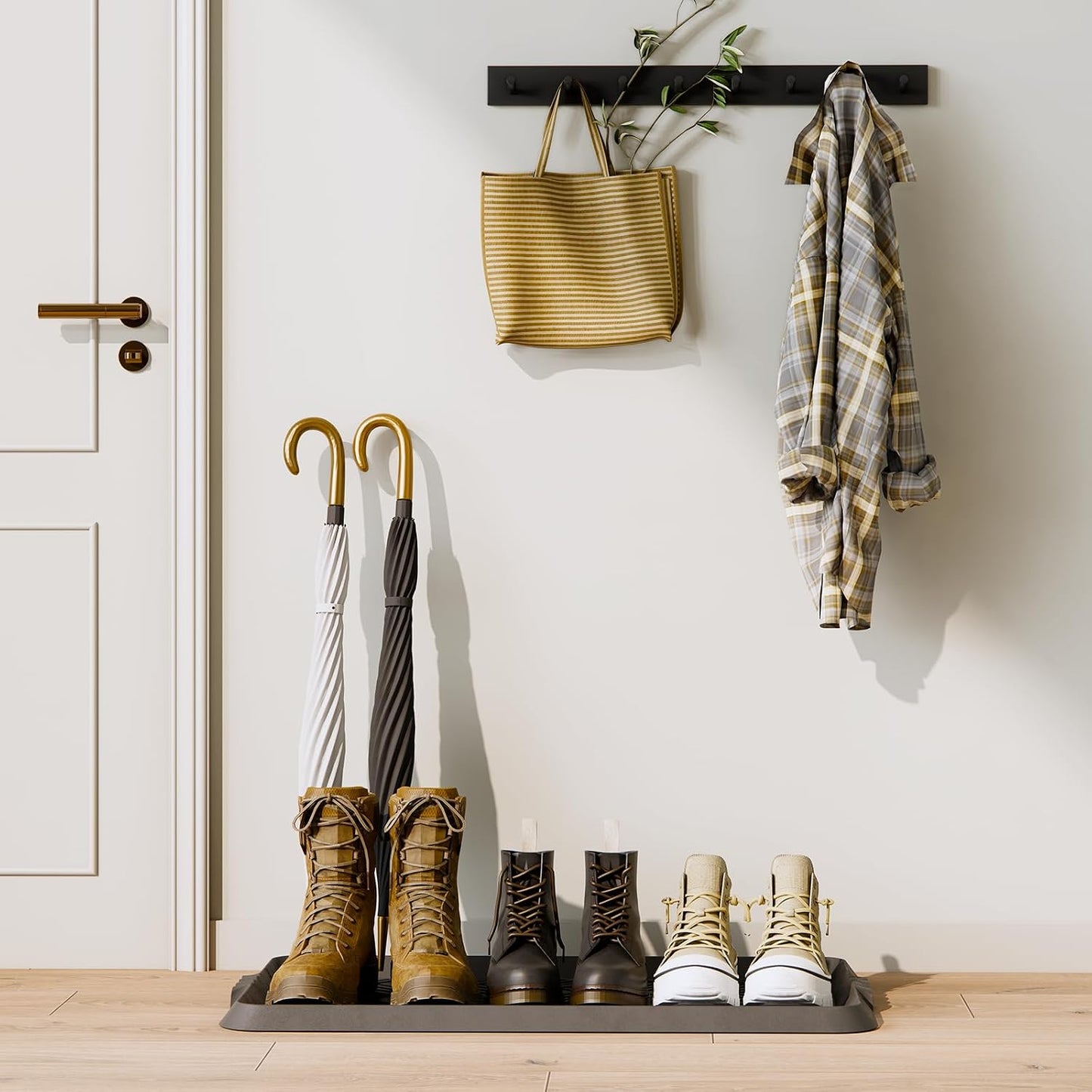Rubber Boot Tray, Shoe Trays for Entryway, Versatile Boot Mat Tray with Raised Edge, 27.5"x16" Rubber Mat for Shoe Organizer Indoor/Outdoor Use
