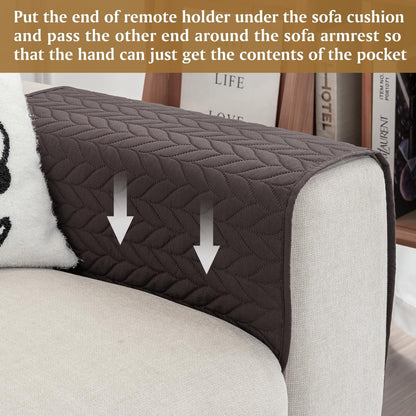 Remote Control Holder for Recliner, Sofa Armrest Organizer with Non-Slip Base, Tv Remote Holder Couch Caddy Armchair Caddy Bedside Organizer with 6 Pockets for Magazine, Tablet, Phone (Beige)