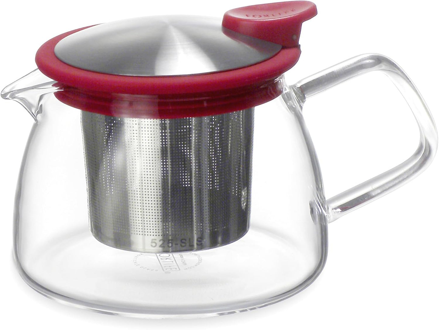 Forlife Bell Glass Teapot with Basket Infuser, 14-Ounce/430ml, White