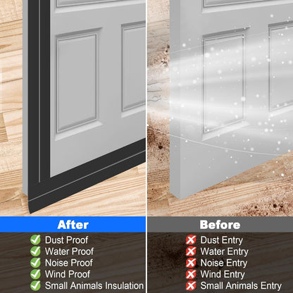 ToLanbbt Weather Stripping Silicone Door Seal Strip 2 in x 10 ft Door Draft Stopper Self Adhesive Tape, Side & Bottom Gaps Insulation Seal for Glass Shower Sliding Window, Black