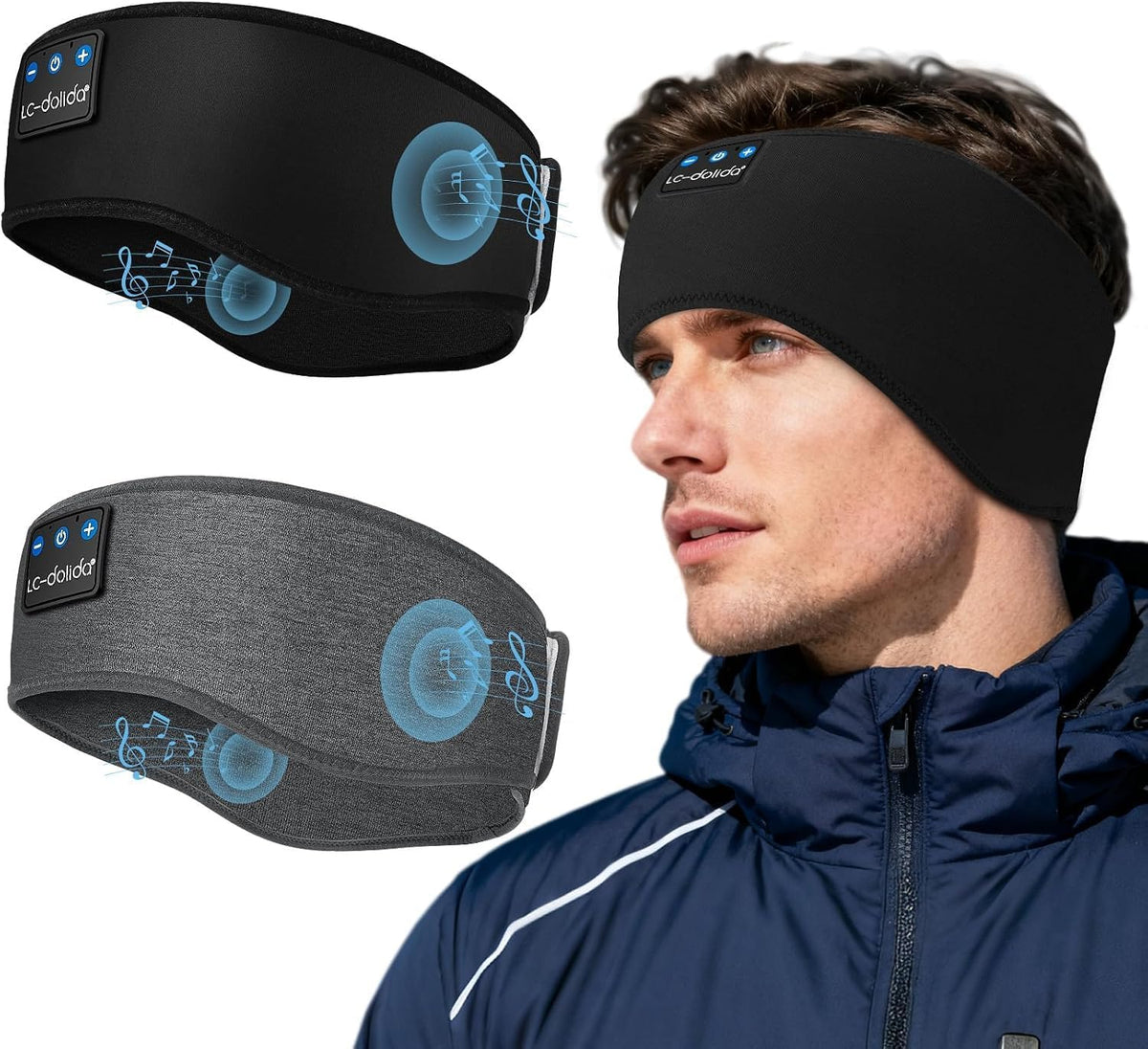 LC-dolida Sleep Headphones Bluetooth 5.4, Headband Headphones Earphones Wireless, Sleep Mask for Gifts,Workout,Jogging,Yoga(Purple)