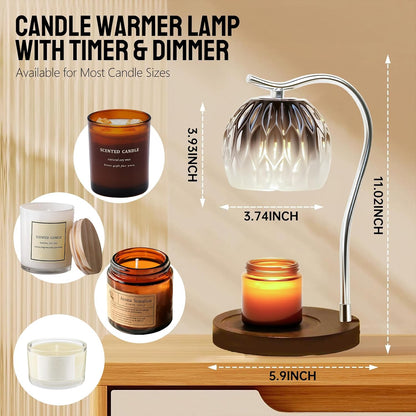 Fragrance Candle Warmer Lamp with 2 Bulbs Electric Candle Warmer with Timer & Dimmer for Home Decor