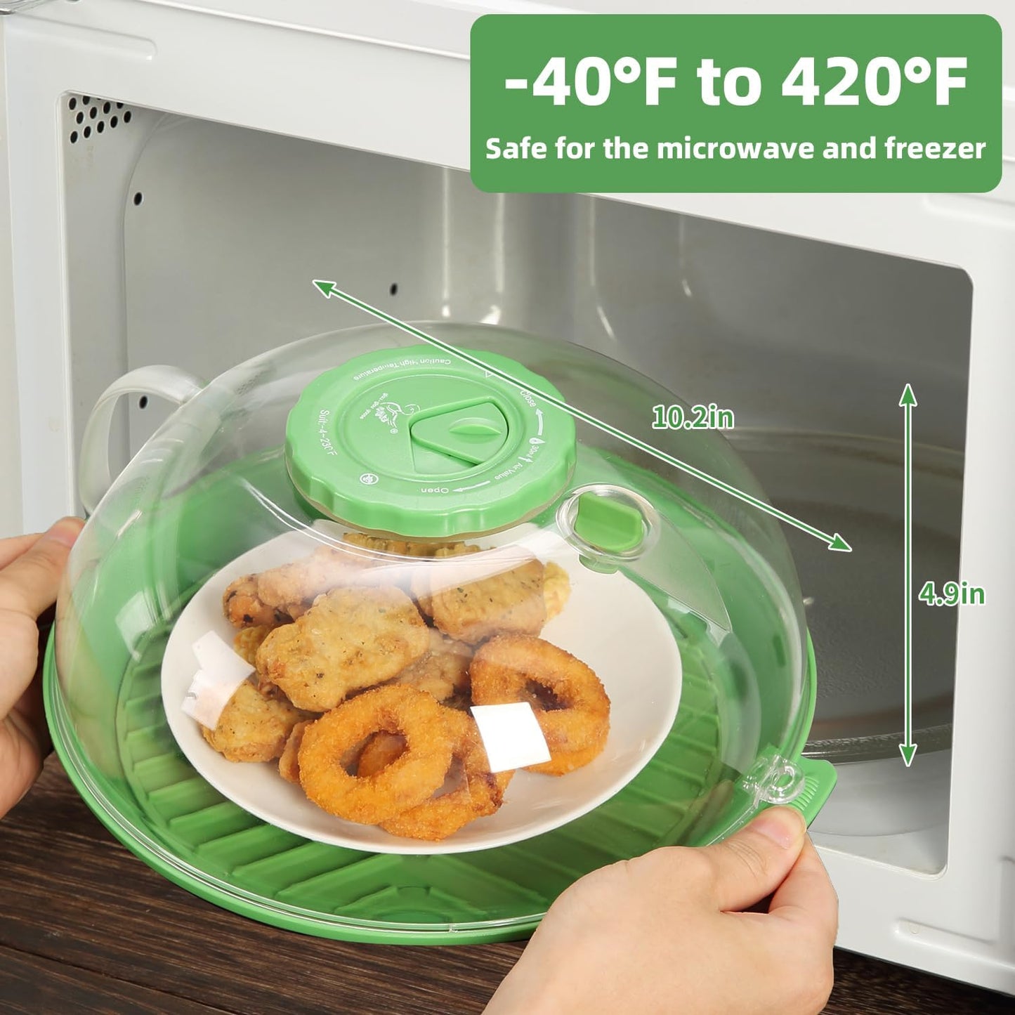 Microwave Splatter Cover Lid for Food 10.2 Inch with Water Steamer, Clear Microwave Splash Guard Cooker Lid with Plate, Dish Bowl Plate Serving Cover Cookware High Transparent Plastic Black