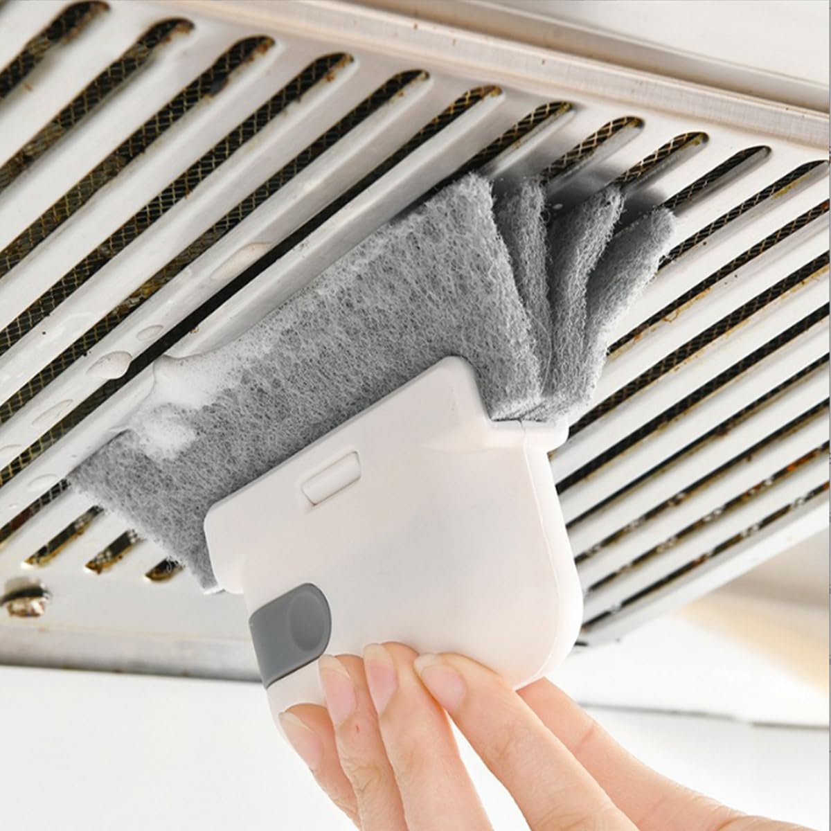 3pcs Gray Door and Window Track Cleaning Brush Set with Concealed Scraper