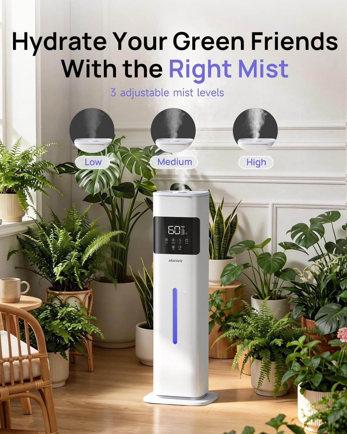 Humidifier Large Room, 2.1Gal/8L Cool Mist Humidifiers for Bedroom 500 sq ft, Humidifiers for Home with Essential Oil Diffuser, Top Fill Quiet Humidifier for Baby Nursery Office Plants, Black