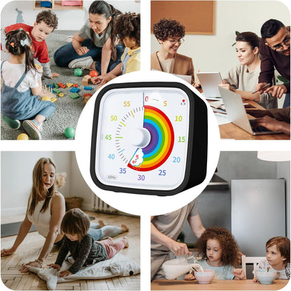 Yunbaoit Rainbow Visual Timer for Kids, 60-min Countdown Timer, Blue | Protective Case, No Ticking, Mute and Ringing Alarm Available, Time Management Tool, Low Power Reminder, for Study,Game,Work