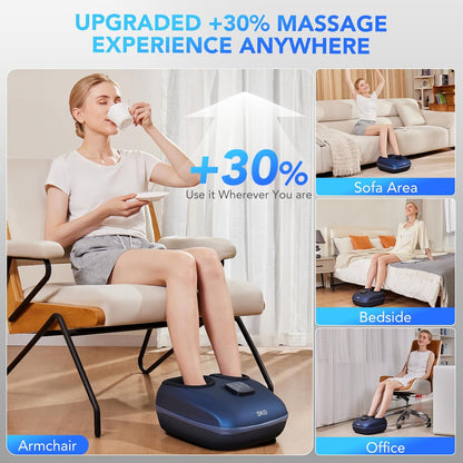 SKG YS100 Shiatsu Foot Massager with Heat for Plantar Fasciitis | Feet Massager with 3 Air Compression Modes, Size 5-13, Fits up to Size 13, Men Women Dad Gifts