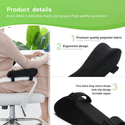 LargeLeaf Chair Armrest Cooling Gel Cushions Elbow Pillow Pressure Relief Office Chair Gaming Chair armrest with Memory Foam armrest Pads 2-Piece Set of Chair