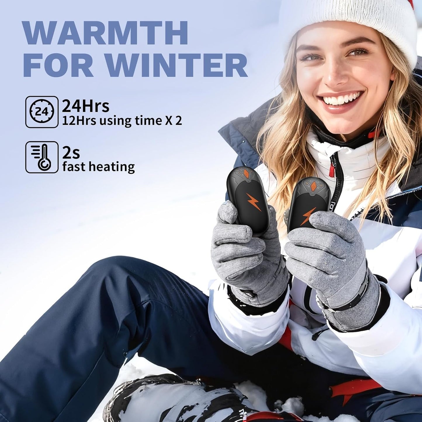 Hand Warmers Rechargeable 2 Pack, Electric Hand Warmer Up to 24Hrs, Wolf-Shape, Portable Reusable HandWarmer, Winter Gifts for Camping, Hunting, Fishing, Christmas