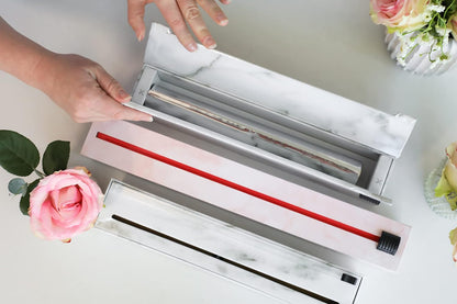 ChicWrap Carrara Marble Aluminum Foil Dispenser - Includes 12"x30' roll | Reusable Aluminum Foil Dispenser with Four Non-Slip Rubber Feet