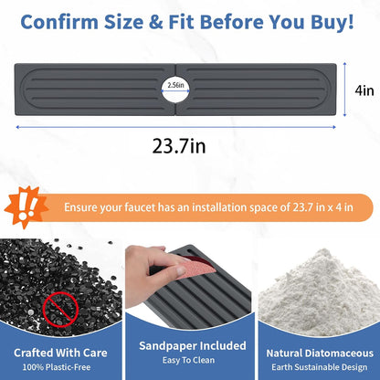Faucet Mat for Kitchen Sink, Water Absorbent Kitchen Faucet Mat, Durable Sink Splash Guard with Raised Feet, Diatomite Fast Drying Kitchen Sink Faucet Mat, Bathroom Stone Drying Tray for Counter