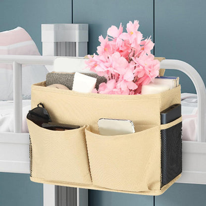 Bedside Caddy, Hanging Bed Organizer Storage Bag Pocket for Bunk and Hospital Beds, Bedside Caddy for Dorm Bed Headboards Bunk Hospital Beds Book Phone Magazine Holder (yellow)