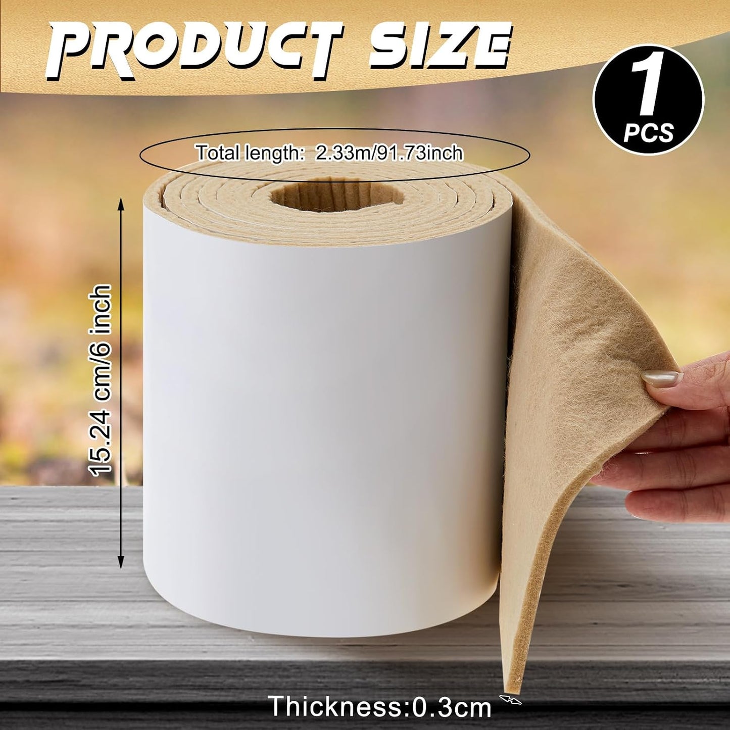 Jecery Adhesive Felt Roll, 1/4" X 6" X 1.25 Yard, Beige | Self-adhesive Padding for Foot Support, Pressure Relief, Furniture Protection, Splint Lining Cushion