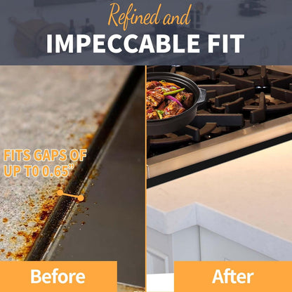 Stove Gap Covers Stainless Steel, 2 Pack Stove Gap Filler Easy Retractable Length 13.8" to 27.5", Width 0.79" Stove Gap Guards Range Trim Kit, Heat Resistant Guard Between Stove Top & Counter