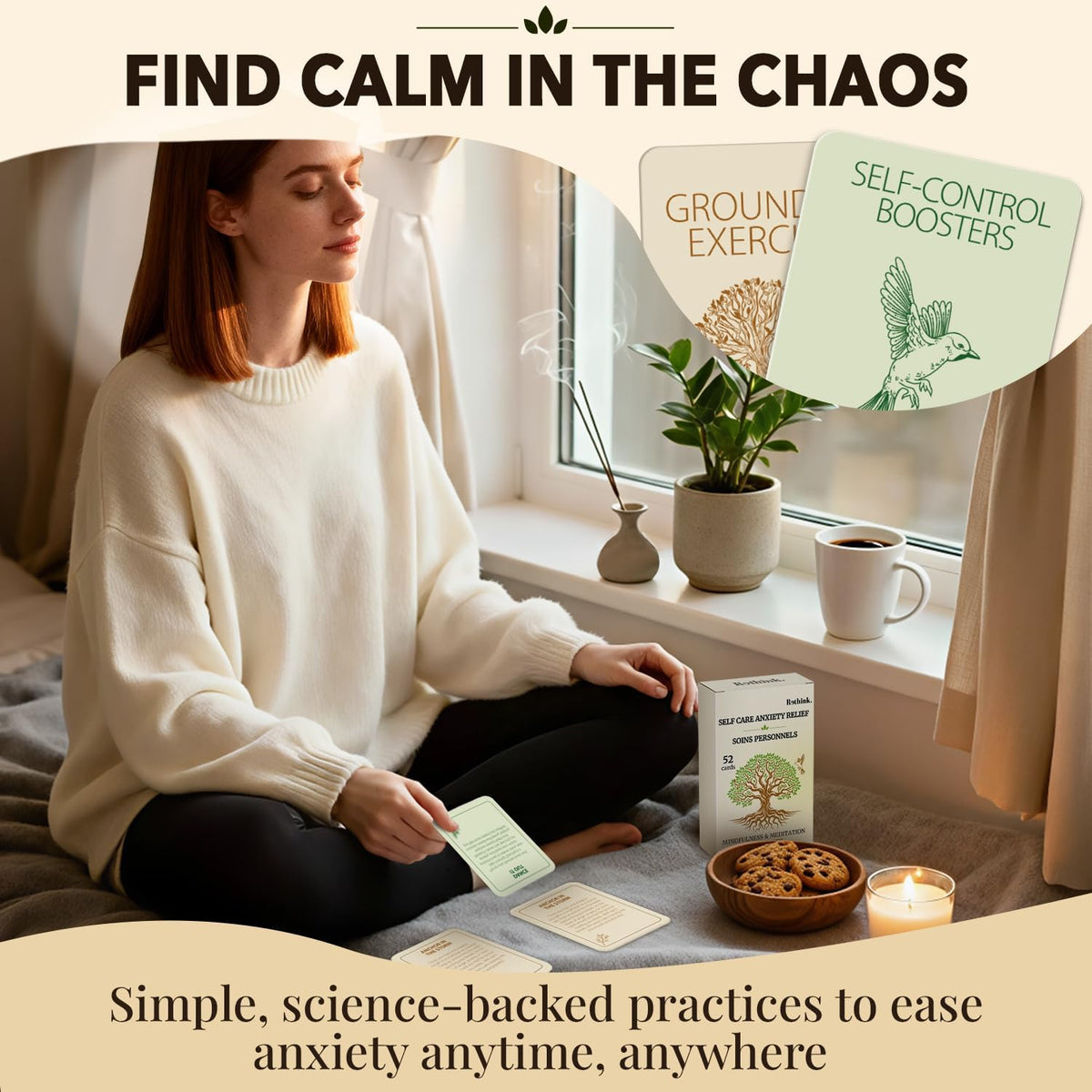 Meditation Cards for Anxiety Relief - Daily Affirmation Cards for Women