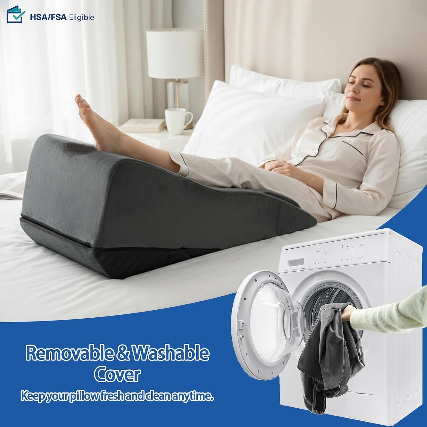 Adjustable Height Leg Elevation Pillows for After Surgery, Single Leg
