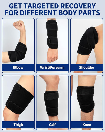 Gel Ice Pack Wrap with Straps for Knee,Elbow, Wrist, Neck, Ankle & Back,Reusable Ice Packs for Injuries, Inflammation & Recovery Hot Cold Therapy Short Style