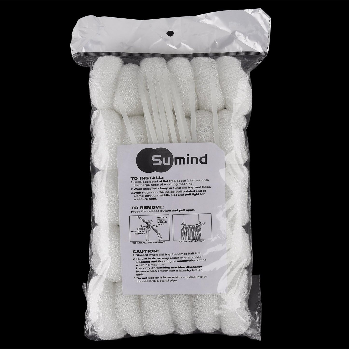 Sumind 30 Pack Nylon Lint Trap Washing Machine Fabric Mesh | Washer Lint Catcher, 30 Pack Cable Ties, Mesh Filters Debris Buildup, Secure Installation with Ties, Laundry Necessities