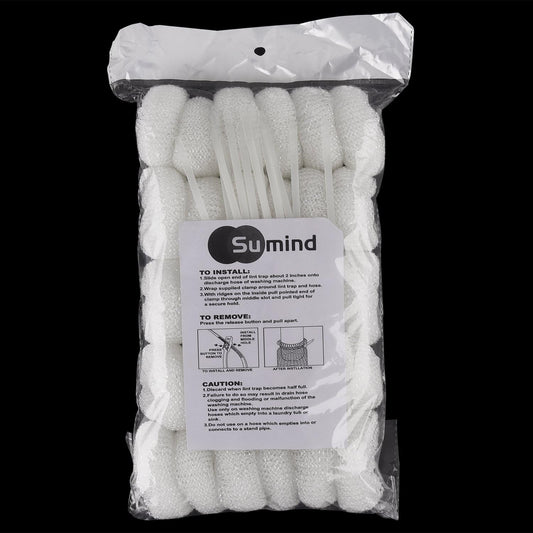 Sumind 30 Pack Nylon Lint Trap Washing Machine Fabric Mesh | Washer Lint Catcher, 30 Pack Cable Ties, Mesh Filters Debris Buildup, Secure Installation with Ties, Laundry Necessities