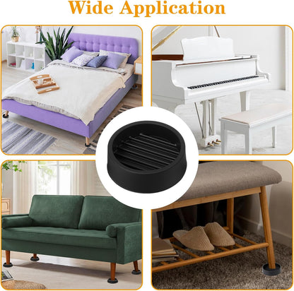 8 Pack Round Rubber Furniture Caster Cups, Non Slip Furniture Pads | 1.5 x 1.5" Furniture Gripper Anti Slide Floor Protector Rubber Furniture Feet for Bed Couch Table Chair Stoppers(Black)