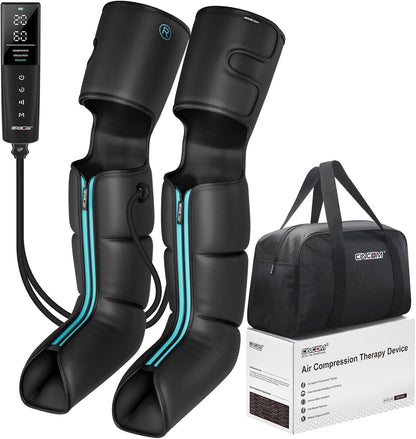CINCOM Cordless Leg Massager, Air Compression for Pain & Circulation | 3 massage modes, 10 intensities, 5 timers, Rechargeable, Relieves RLS, edema, muscle fatigue, Use at home, office, or travel