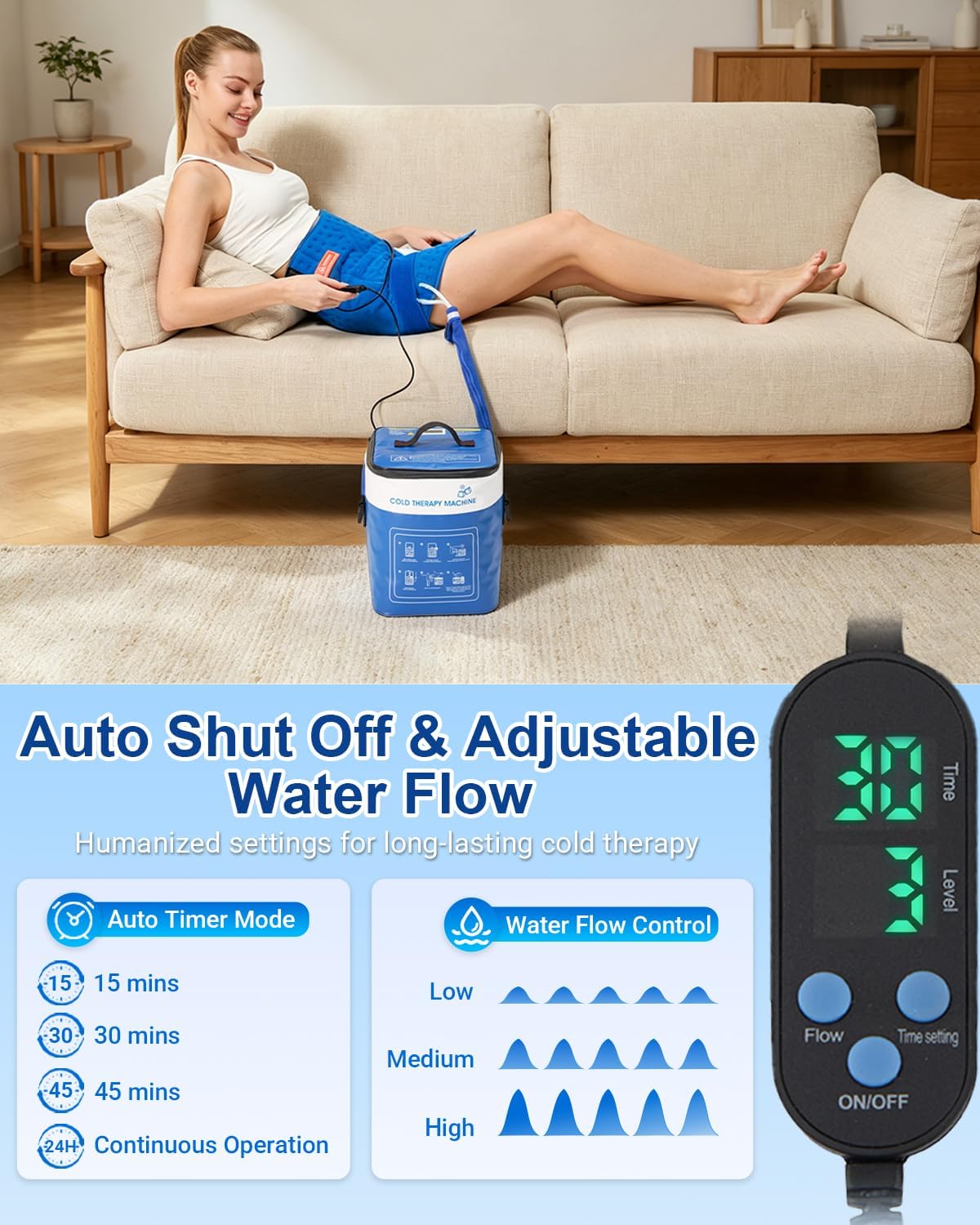 JOBYNA Leakproof Cold Therapy Knee Pad – Compatible Exclusively Ice Therapy Machine, Continuous Circulating Ice Knee Wrap for Post-Surgery Recovery, ACL, Meniscus Tear – No Gel Replacement Pad