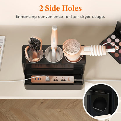 Lifewit Hair Tool Organizer Dryer Holder Countertop with 4 Cups, Black | 4 Stainless cups Tools Organizer, Acrylic body Hair Product Storage for Curling Iron, Brush, Straightener, Bathroom