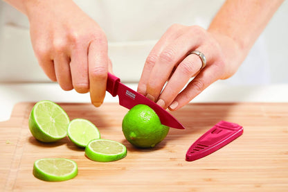 Kuhn Rikon Colori® Paring Knife – 4 Inch Japanese Stainless Steel, Nonstick Blade, Ergonomic Handle & Sheath, Yellow