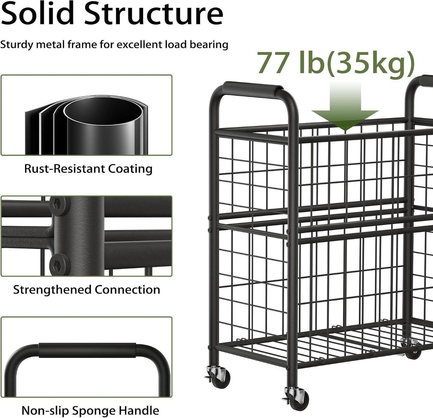 110L Rolling laundry Sorter Hamper Basket 2 Section with Wheels | Laundry Cart with Removable Bag, Clothes Organizer, Bedroom, Bathroom, Laundry Room, Dorm Use