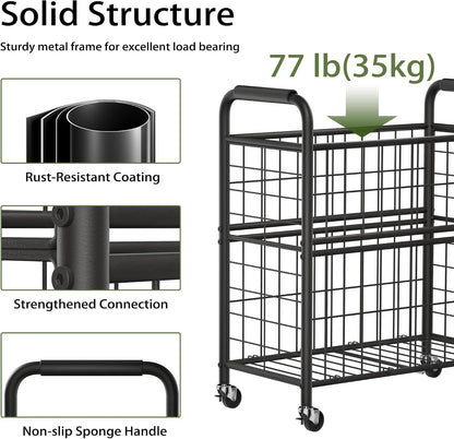110L Rolling laundry Sorter Hamper Basket 2 Section with Wheels | Laundry Cart with Removable Bag, Clothes Organizer, Bedroom, Bathroom, Laundry Room, Dorm Use