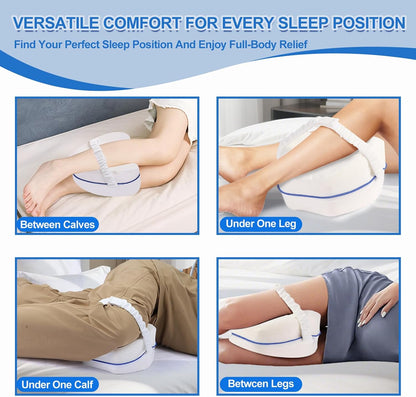 Knee Pillow for Side Sleepers Leg Memory Foam Pillow Side Sleeping Soothing Relief for Back, HIPS, Knees, Joints, Nerves and Muscle Discomfort Relief (Grey, Small)