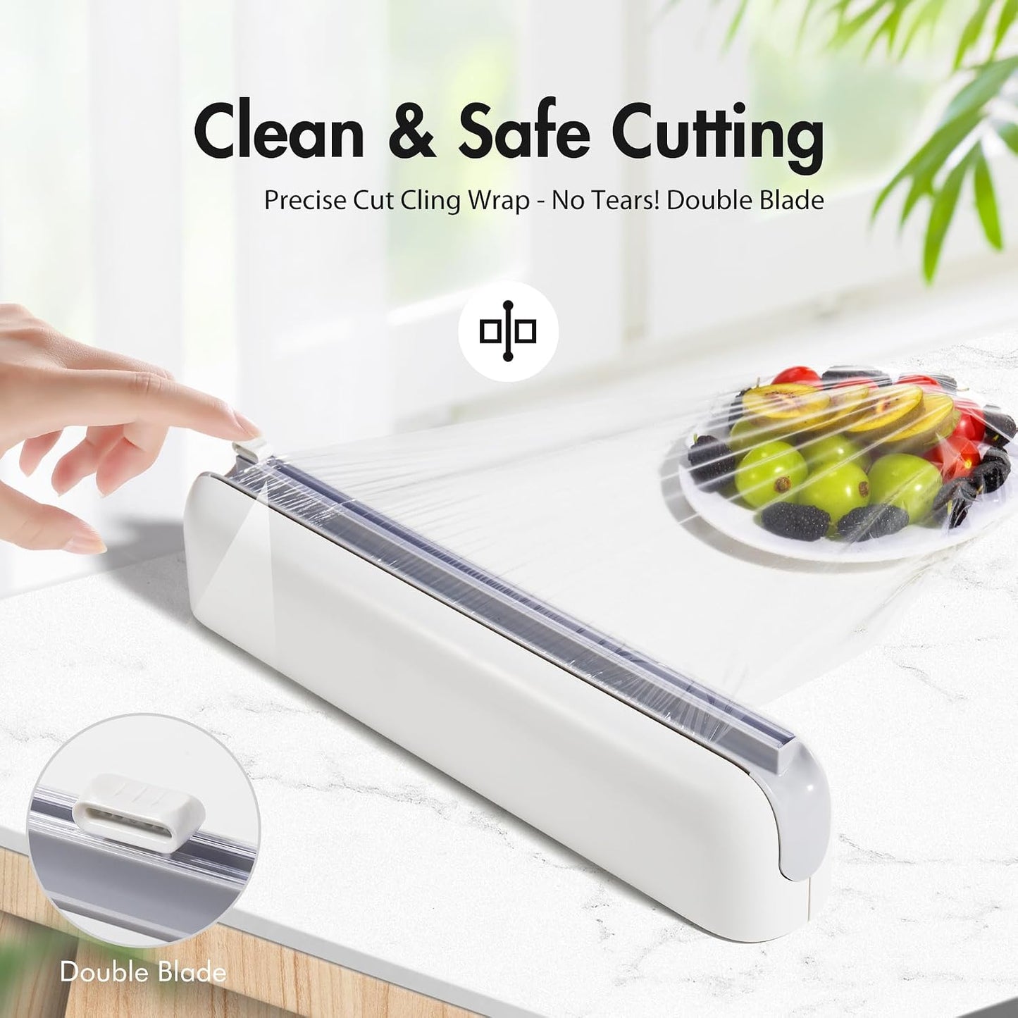 Aluminum Foil & Plastic Wrap Dispenser with Cutter - Easy One-Hand Operation, Space-Saving Kitchen Organizer for Worktops & Cabinets, Magnetic Cling Film Dispenser - Fits 12" Rolls, Gray