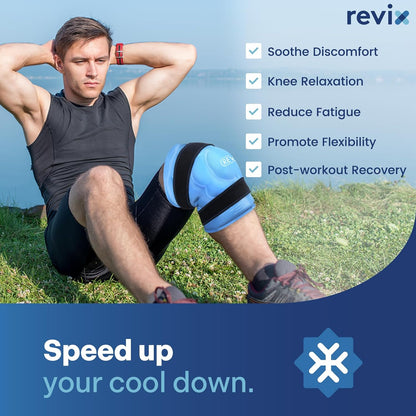 REVIX 20" XXXL Knee Ice Pack Wrap Around Entire Knee, Extra Large Ice Pack | Covers Full Knee with Cold Compression for Meniscus Tear, Arthritis, Back, Shoulder and Post-Workout Recovery