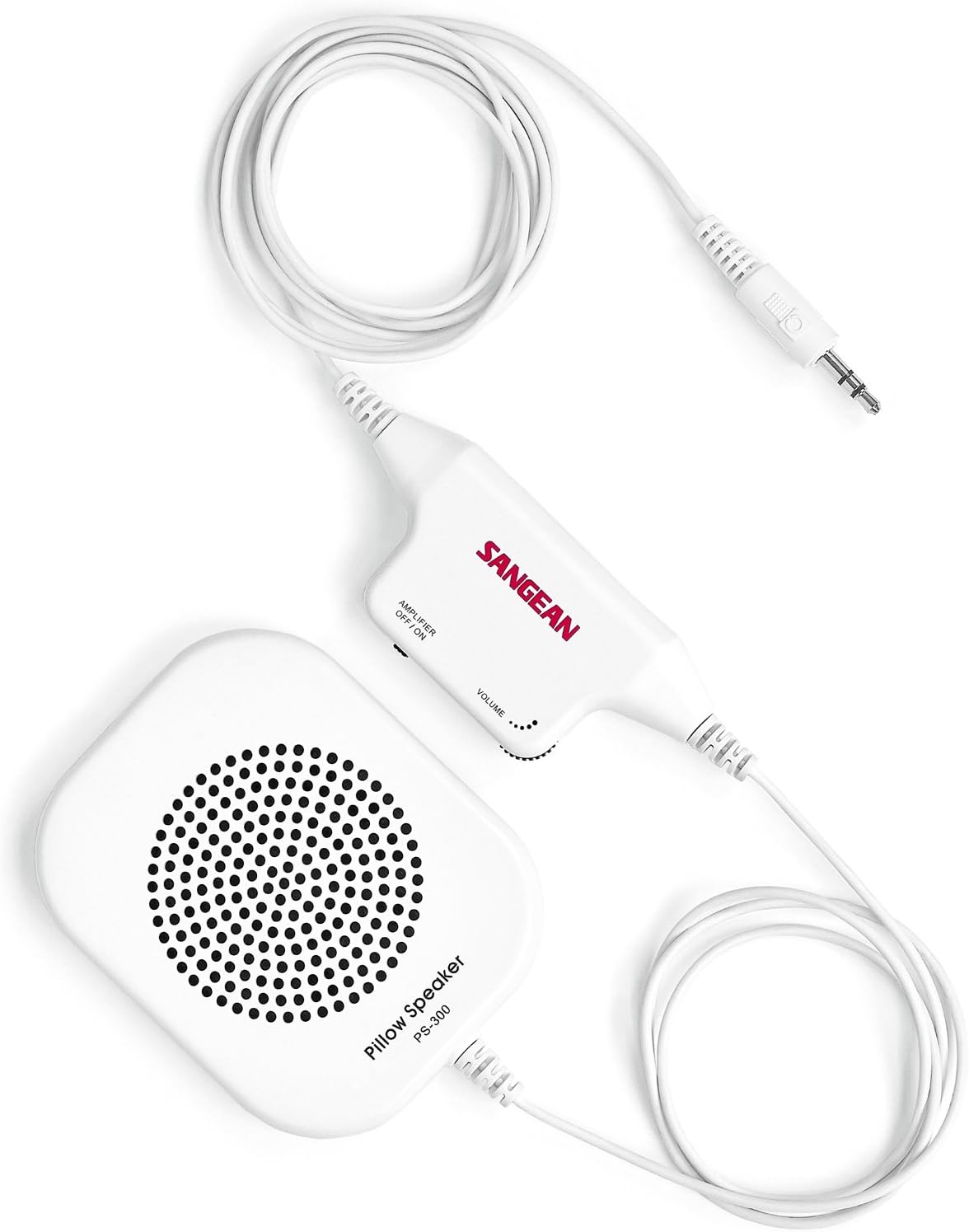 Sangean America, Inc. PS-100 Pillow 3.5mm Aux Portable Speaker, White, One Size