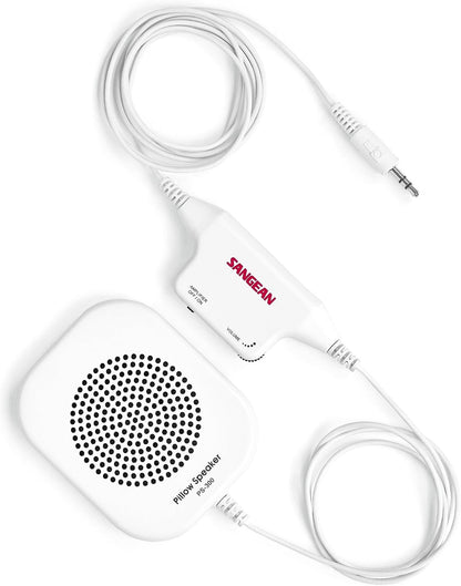Sangean America, Inc. PS-100 Pillow 3.5mm Aux Portable Speaker, White, One Size