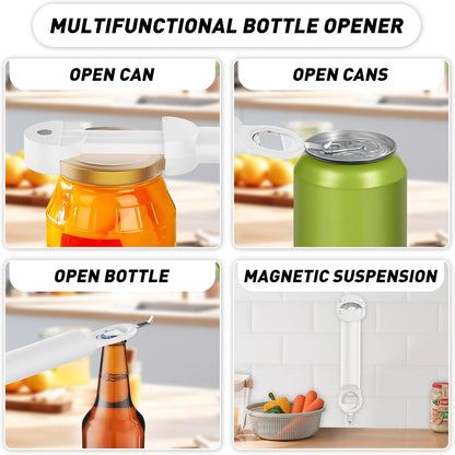 Jar Opener Bottle Opener for Seniors with Arthritis, Multi Retractable Magnetic Can Opener, Jar Grippers for Opening Jars, Kitchen Gadgets for Weak Hands and Senior Arthritis (Black)