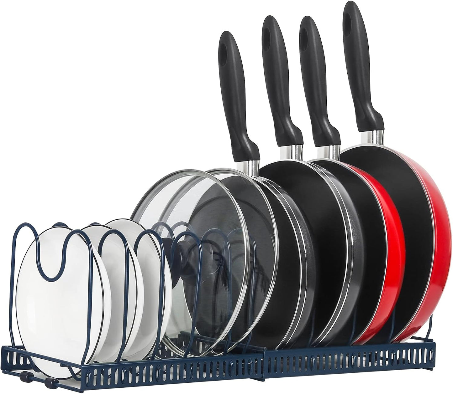 ROOHUA Pot and Pan Lid Organizer Rack for Under Cabinet, 12"-23" Expandable | 10 Adjustable Dividers, Holds Pan Lids, Cookware & Bakeware, Creates Tidy Cabinet Storage, Durable Metal, Bronze